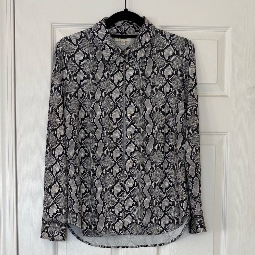 L'AGENCE Harmony Blouse in Sage Multi Paloma Snake Print